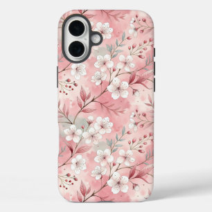 Patrón de Flor de Sakura Rosa iPhone 16 Plus Case