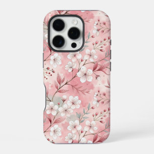 Patrón de flor sakura rosado iPhone 16 pro case