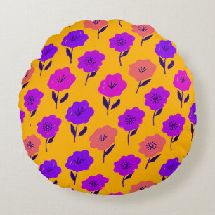 Patrón floral vibrante round pillow