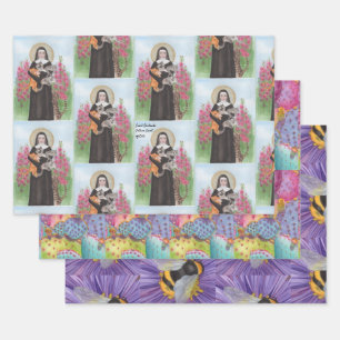 Patron Saint of Cats Original Watercolor Miranda Wrapping Paper Sheet