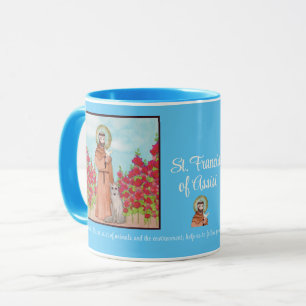 Patron St. Francis of Assisi Watercolor Gift Blue Mug