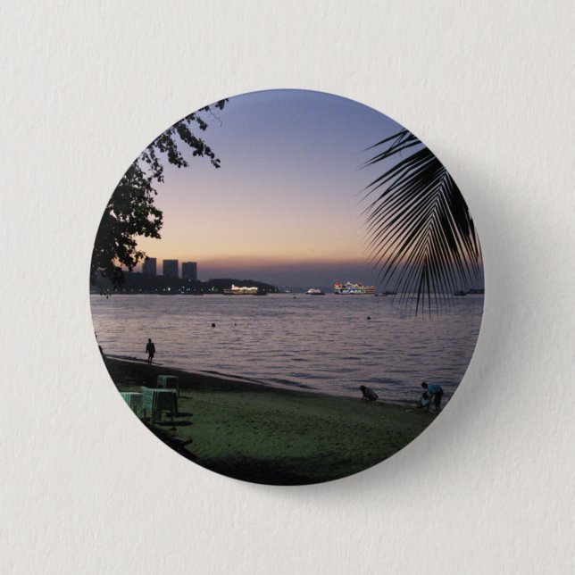 Pattaya Beach Sunset ... Chonburi, Thailand 2 Inch Round Button (Front)