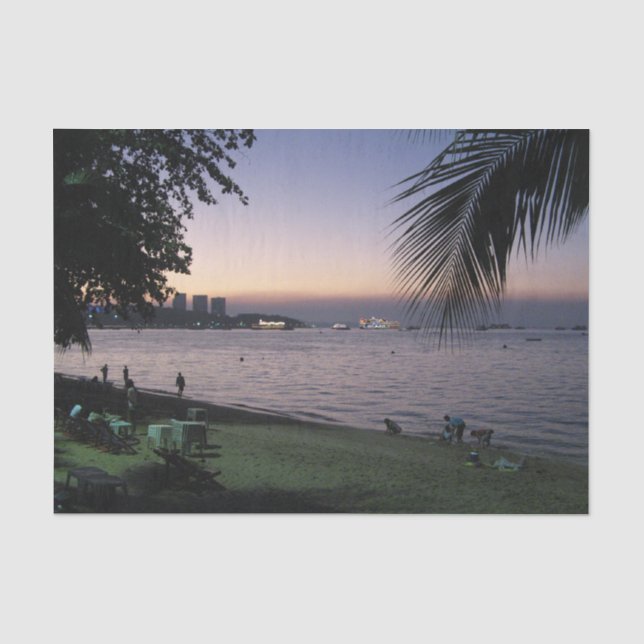 Pattaya Beach Sunset ... Chonburi, Thailand Tissue Paper (Front)