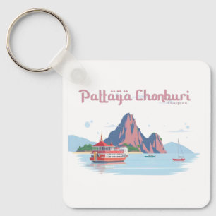 Pattaya Chonburi Thailand Pastel Travel Keychain