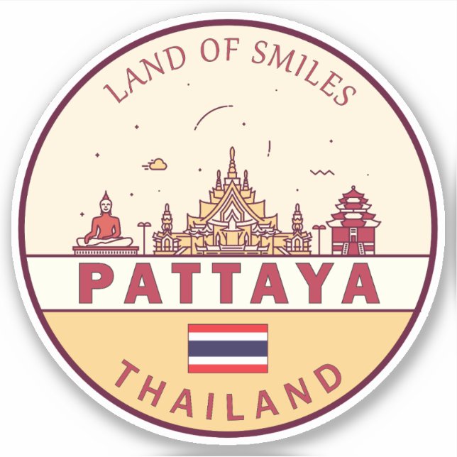 Pattaya Thailand City Skyline Emblem (Front)