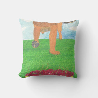 Patte de chien et oreiller cerise