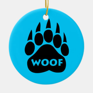 Patte d'ours ornement rond de Noël de "WOOF" de