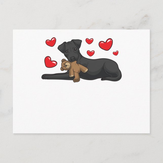 Patterdale Terrier Dog With Stuffed Animal Postcard (Front)