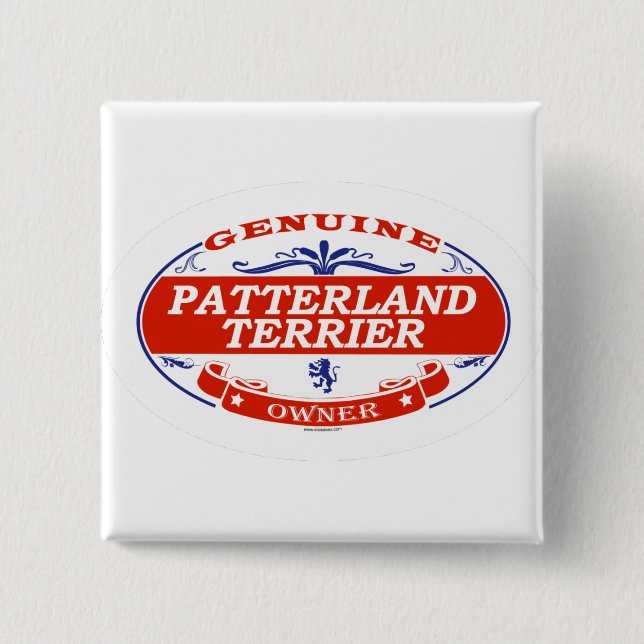 Patterland Terrier 2 Inch Square Button (Front)