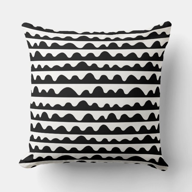 Pattern 020815 - Black on White Throw Pillow (Front)