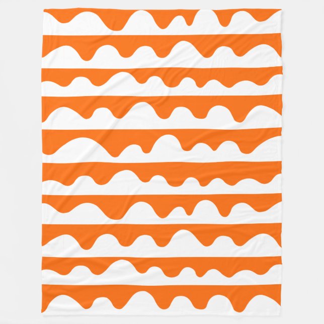 Pattern 020815 - White on Orange FF6600 Fleece Blanket (Front)