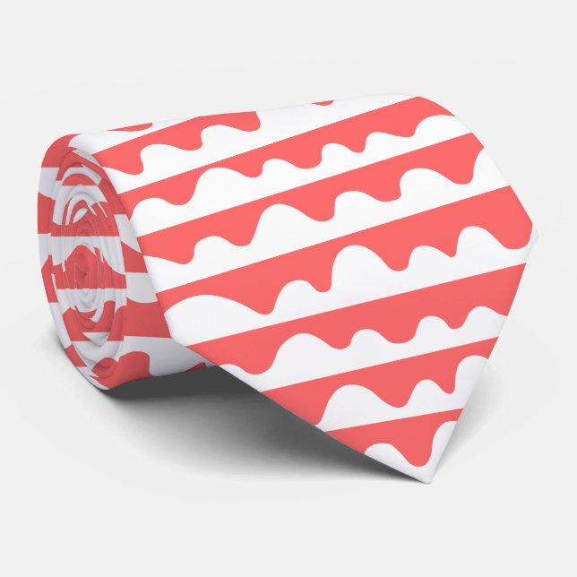 Pattern 020815 - White on Tropical Pink FF6666 Tie (Rolled)