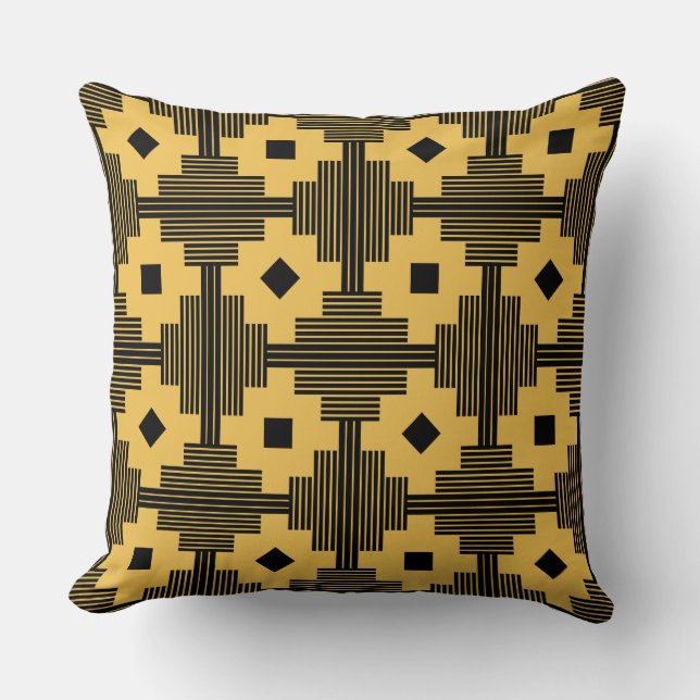 Pattern 061214 - Black with Amber efc050 Throw Pillow (Front)