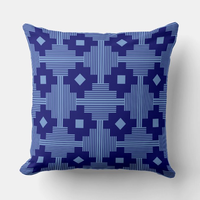 Pattern 061214 - Deep Navy with Blue 6b95d0 Throw Pillow (Front)