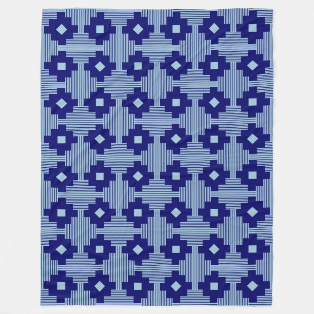 Pattern 061214 - Deep Navy with Pale Blue 9dc6d8 Fleece Blanket (Front)