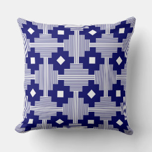 Pattern 061214 - Deep Navy with White Throw Pillow