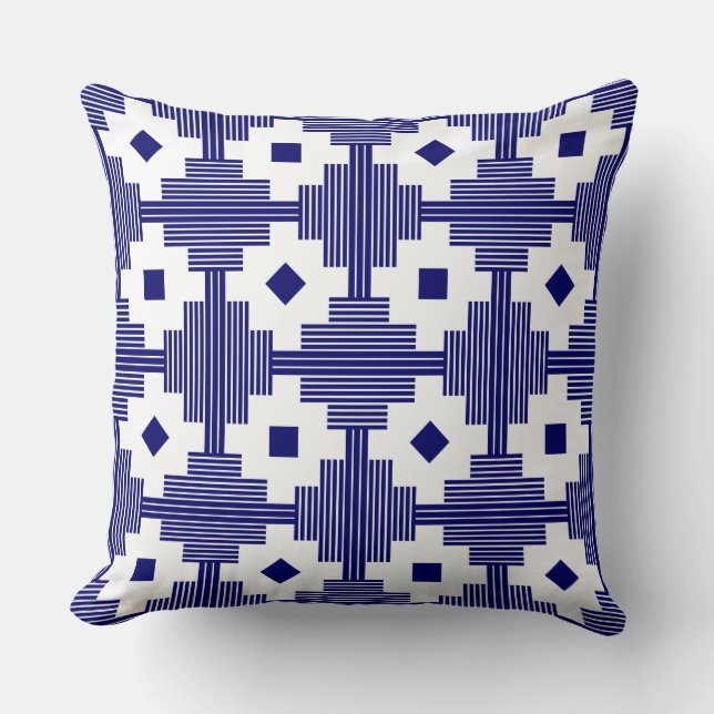 Pattern 061214 - Deep Navy with White Throw Pillow (Front)