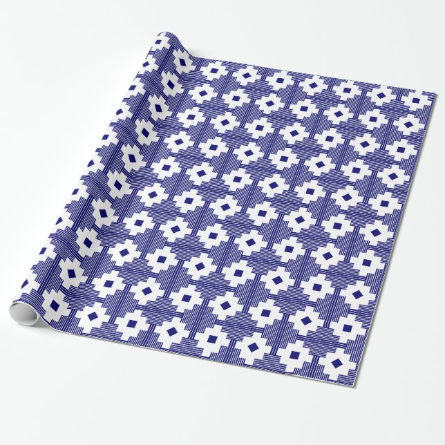 Pattern 061214 - Deep Navy with White Wrapping Paper (Unrolled)