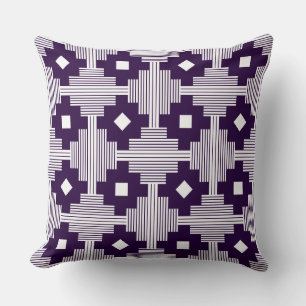 Pattern 061214 - White with Deep Purple 25003a Throw Pillow