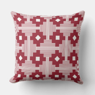 Pattern 061214 - White with Deep Red 9b2335 Throw Pillow