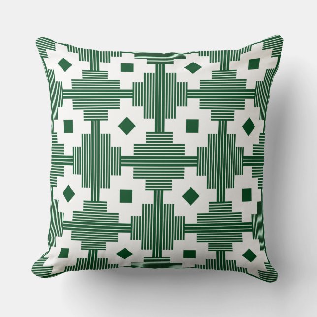 Pattern 061214 - White with Green 02481c Throw Pillow (Front)