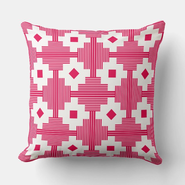 Pattern 061214 - White with Neon Red e60049 Throw Pillow (Front)