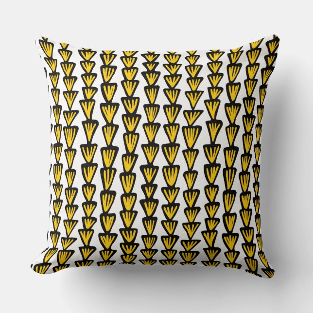 Pattern 070515 - Black and Amber on White Throw Pillow (Front)