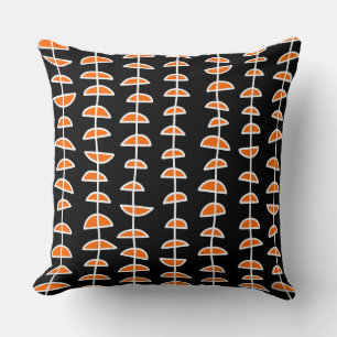 Pattern 080515- White and Orange on Black Throw Pillow
