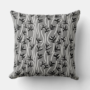 Pattern 210121 -  Black, White and 50% Grey Throw Pillow