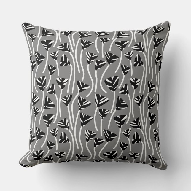 Pattern 210121 -  Black, White and 50% Grey Throw Pillow (Front)