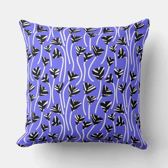Pattern 210121 -   Black, White and Electric Blue Throw Pillow (Front)
