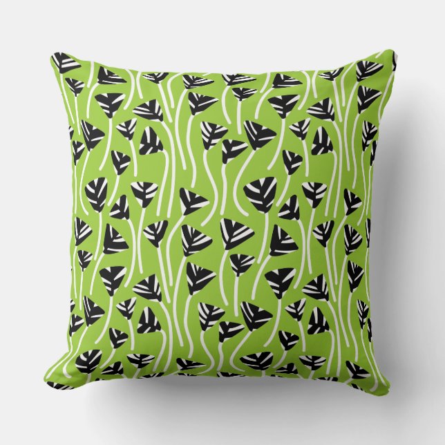 Pattern 210121 -  Black, White and Martian Green Throw Pillow (Front)