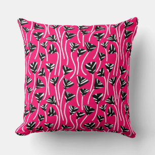 Pattern 210121 - Black, White and Neon Red Throw Pillow