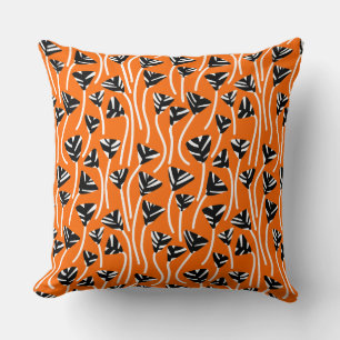 Pattern 210121 - Black, White and Orange Throw Pillow