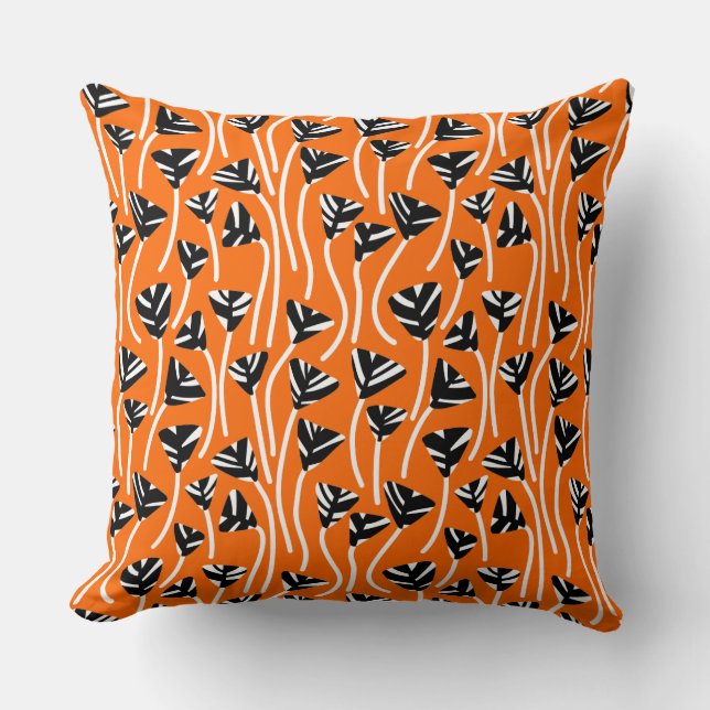 Pattern 210121 -   Black, White and Orange Throw Pillow (Front)