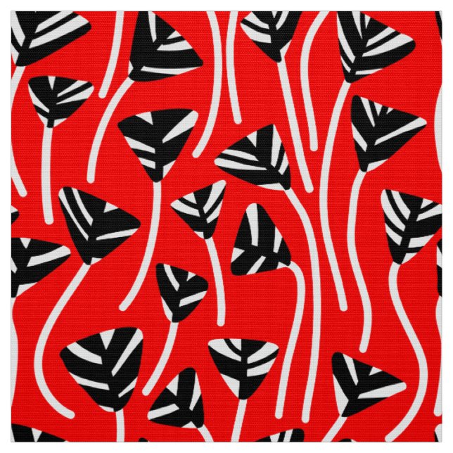 Pattern 210121 - Black, White and Red Fabric (Swatch)