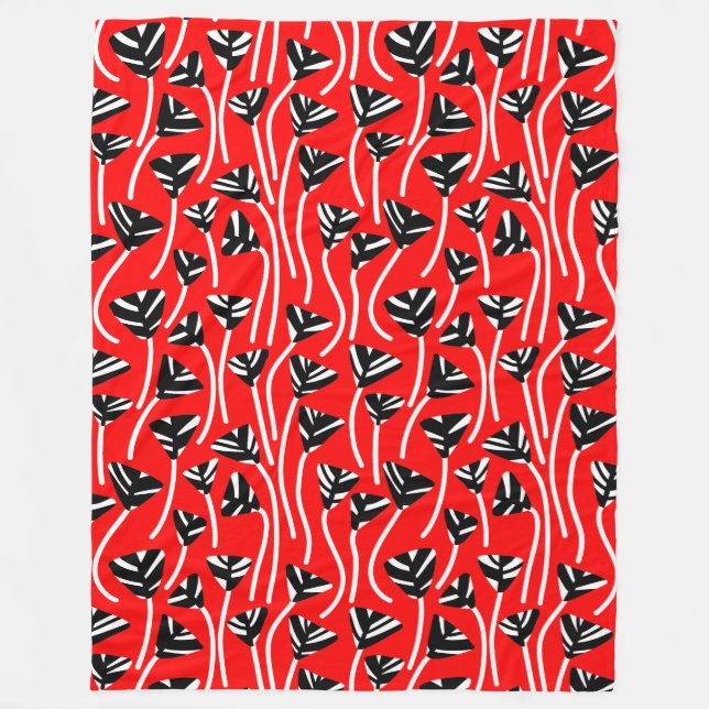 Pattern 210121 -  Black, White and Red Fleece Blanket (Front)