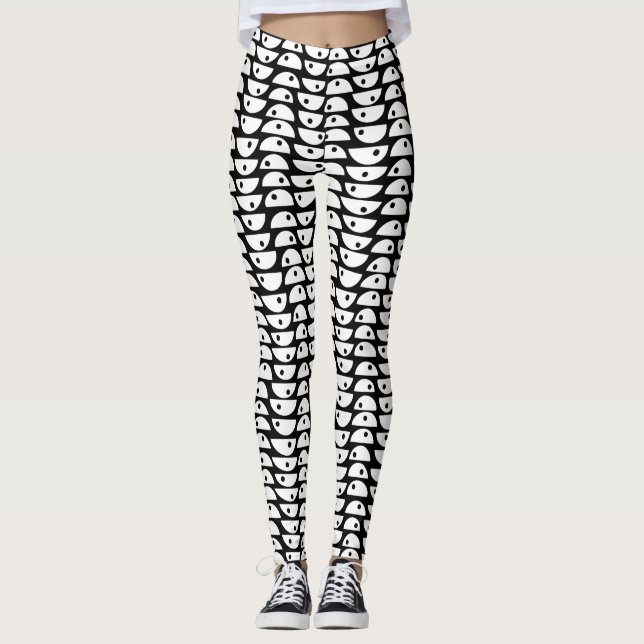 Pattern 220816 - White on Black Leggings (Front)