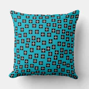 Pattern 270715 - Black and White on Blue 00b2ca Throw Pillow