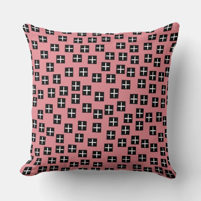 Pattern 270715 - Black and White on Pink e3868f Throw Pillow (Front)
