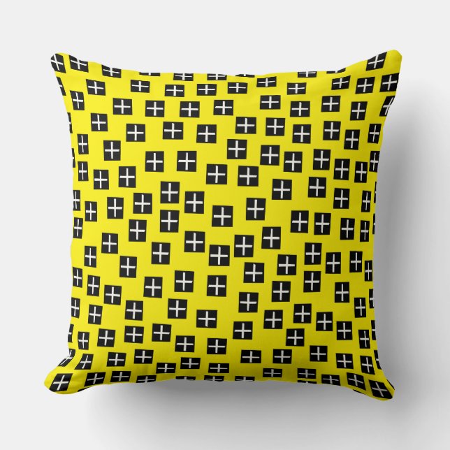 Pattern 270715 - Black and White on Yellow fff300 Throw Pillow (Front)