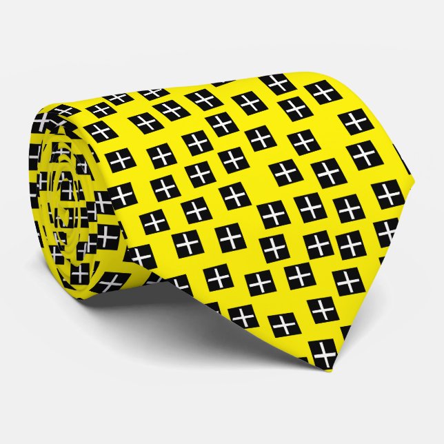 Pattern 270715 - Black and White on Yellow fff300 Tie (Rolled)