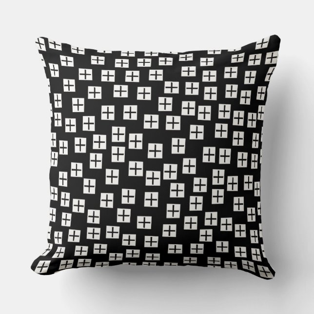 Pattern 270715 - White and Black on Black Throw Pillow (Front)