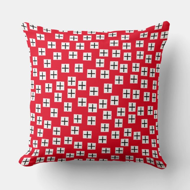 Pattern 270715 - White and Black on Red e6001c Throw Pillow (Front)