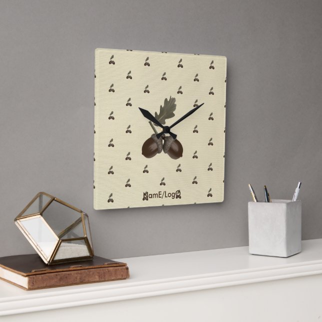 pattern_3_acorn_1 square wall clock (Office)