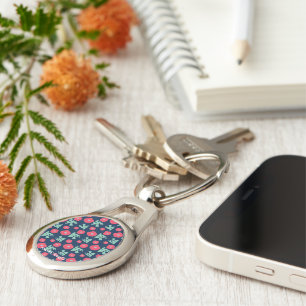 pattern_7_camellia and bird_1 metal keychain