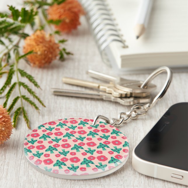 pattern_8_camellia and bird_2 acrylic keychain (Front Right)