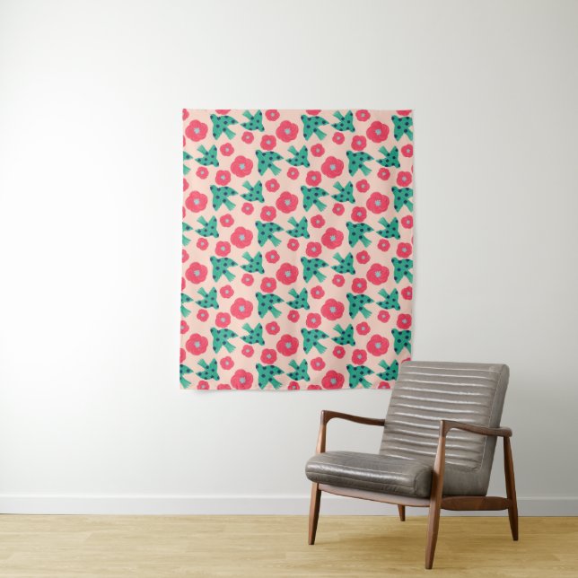 pattern_8_camellia and bird_2 M_size tapestry (In Situ)