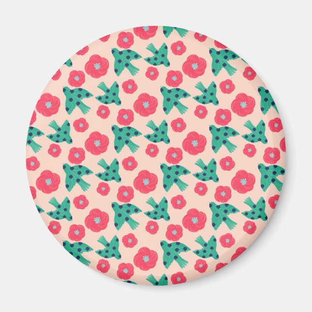 pattern_8_camellia and bird_2 magnet (Front)