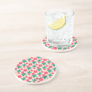 pattern_8_camellia and bird_2 sandstone coaster